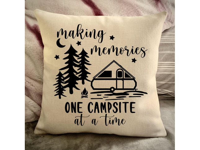 A Frame camper travel Trailer Decorative pillow cover - Making Memories Campsite pillow cover - Personalize camper gift - USA Travel Map Pillow Camping decor