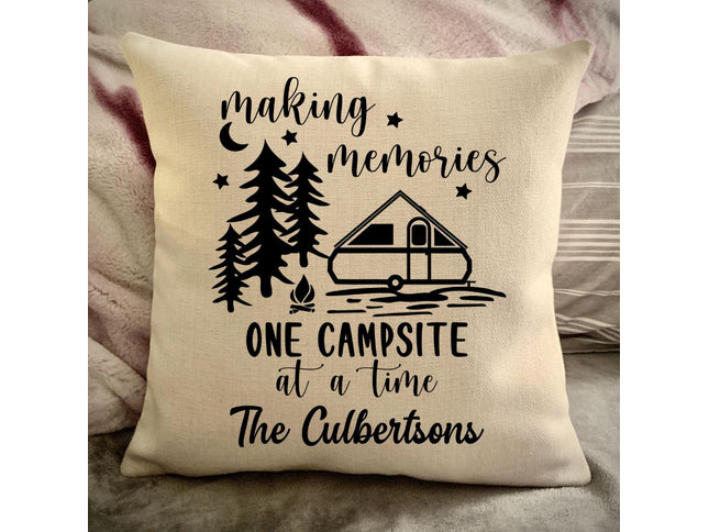 A Frame camper travel Trailer Decorative pillow cover - Making Memories Campsite pillow cover - Personalize camper gift - USA Travel Map Pillow Camping decor