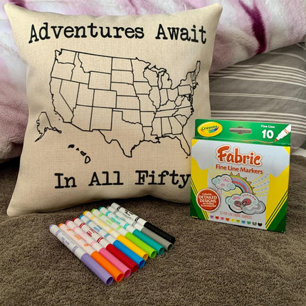 Toyhauler Trailer Decorative pillow cover - Making Memories Campsite pillow cover - Personalize camper gift - USA Travel Map Pillow Camping decor