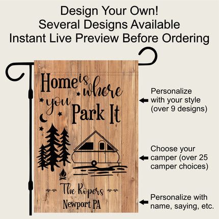 Camper Flag, Welcome to our campsite garden flag, camper outdoor decor, Personalized camp sign, Camper Essentials, Camping Gift, RV Decor