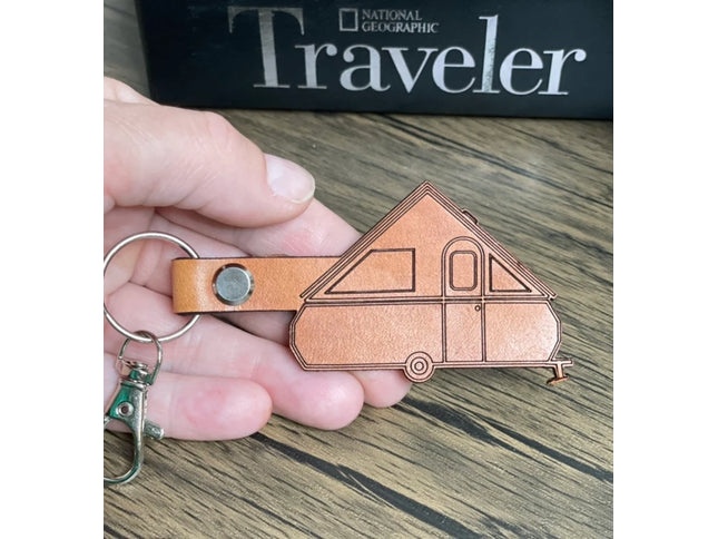 A Frame popup Camper leather keychain