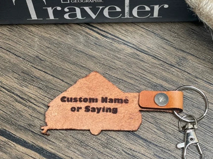 A Frame popup Camper leather keychain