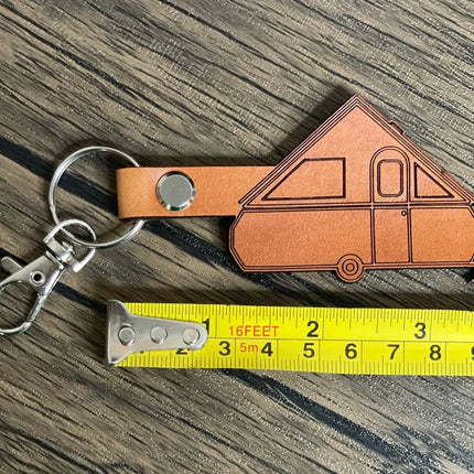 A Frame popup Camper leather keychain