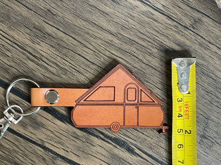 A Frame popup Camper leather keychain