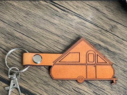 A Frame popup Camper leather keychain