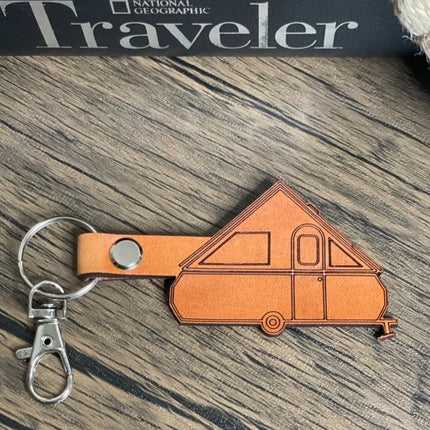 A Frame popup Camper leather keychain