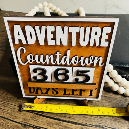 Adventure Countdown wood sign
