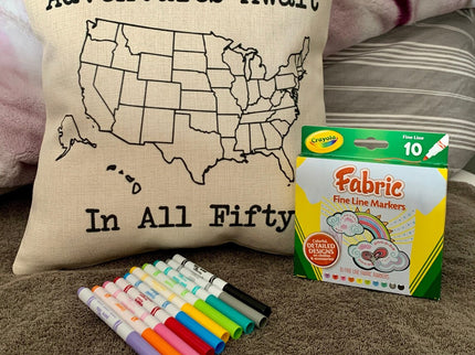 Adventures Await USA Map Travel pillow cover