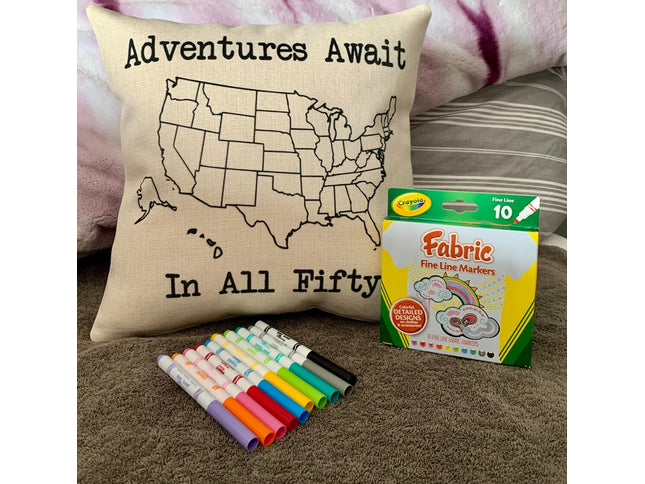 Adventures Await USA Map Travel pillow cover