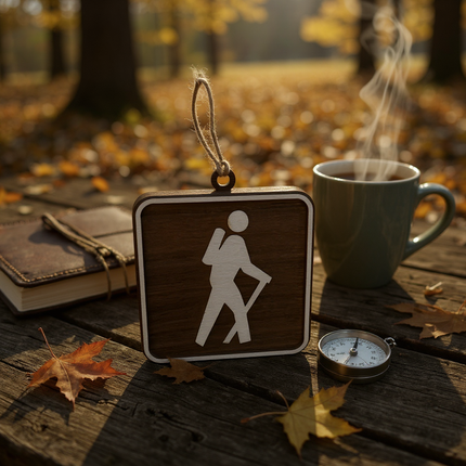 Hiker Ornament, National Park Trail Sign, Gift For Female, Outdoor Adventure, Christmas Tree Decor, Personalized Gift Keepsake