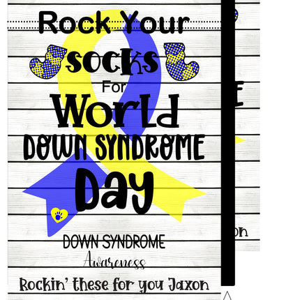World Down Syndrome Day Garden Flag, Rock Your Socks - Blue and Yellow Ribbon