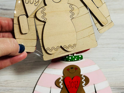 DIY Christmas Sweater with gingerbread wood ornament kit