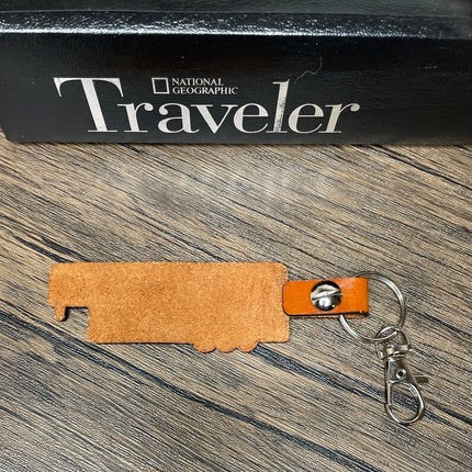 Horse trailer leather keychain