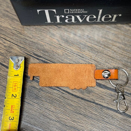 Horse trailer leather keychain