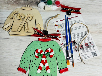 DIY Christmas Sweater with candy canes wood ornament kit