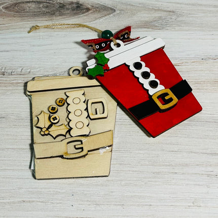 DIY Christmas Santa Coffee Cup Wood Ornament Kit