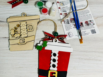 DIY Christmas Santa Coffee Cup Wood Ornament Kit