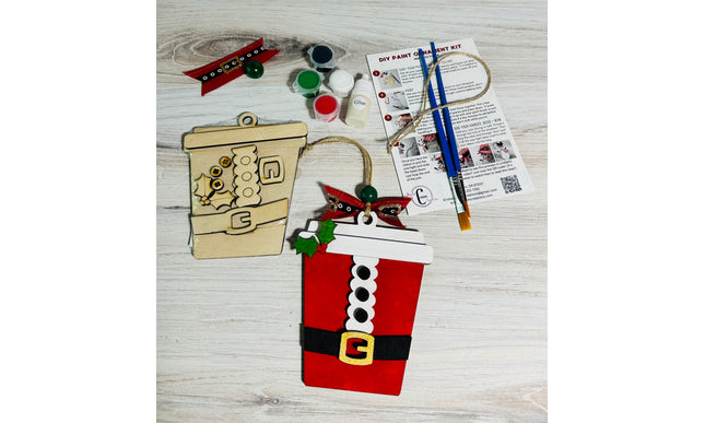 DIY Christmas Santa Coffee Cup Wood Ornament Kit