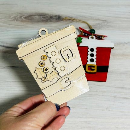 DIY Christmas Santa Coffee Cup Wood Ornament Kit
