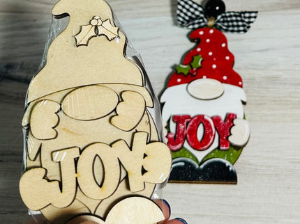 DIY Wood Christmas Gnome with Joy Ornament Kit