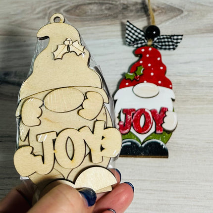 DIY Wood Christmas Gnome with Joy Ornament Kit