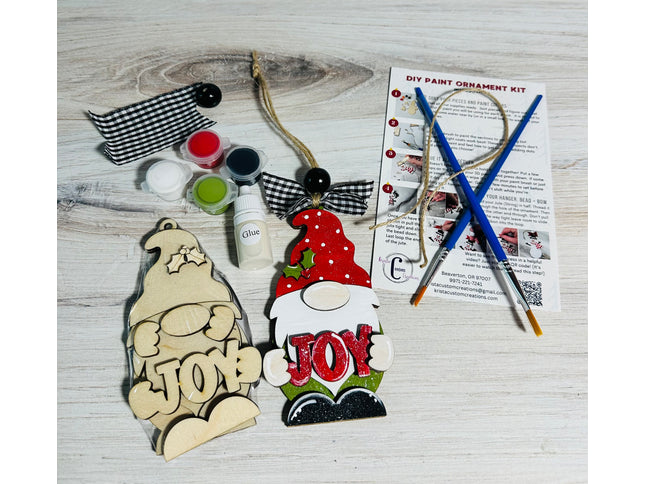 DIY Wood Christmas Gnome with Joy Ornament Kit