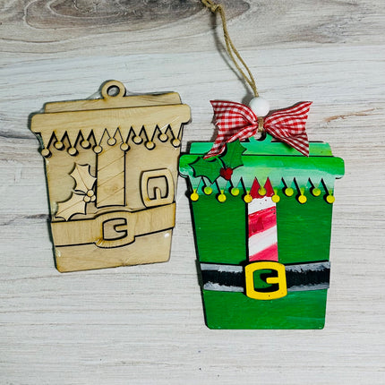 DIY Christmas Elf Coffee Cup Wood Ornament Kit