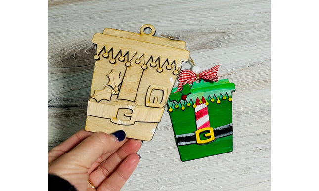 DIY Christmas Elf Coffee Cup Wood Ornament Kit