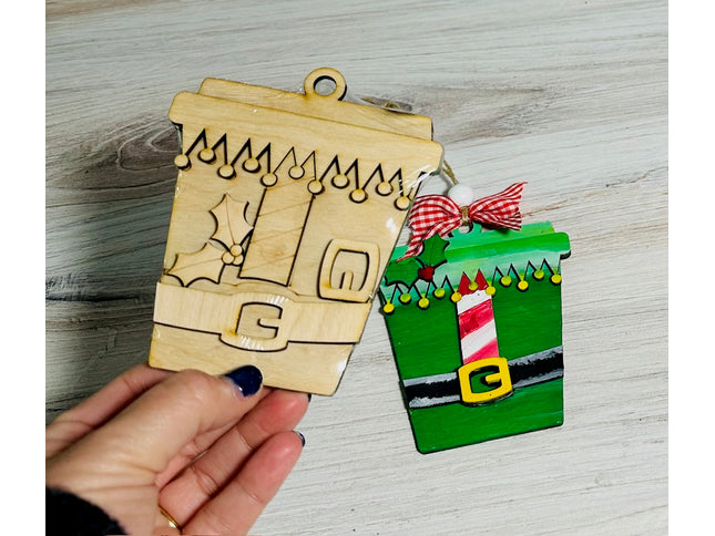 DIY Christmas Elf Coffee Cup Wood Ornament Kit
