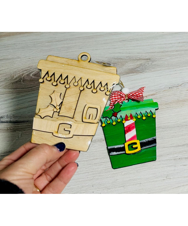 DIY Christmas Elf Coffee Cup Wood Ornament Kit