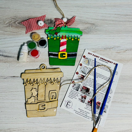 DIY Christmas Elf Coffee Cup Wood Ornament Kit
