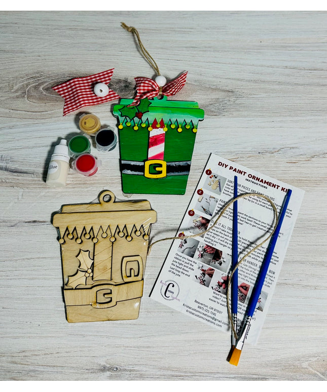 DIY Christmas Elf Coffee Cup Wood Ornament Kit