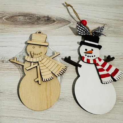 DIY snowman with scarf Wood Ornament Kit
