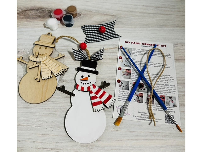 DIY snowman with scarf Wood Ornament Kit
