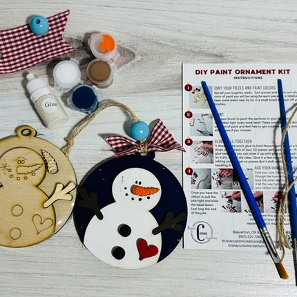 DIY snowman with heart wood ornament kit