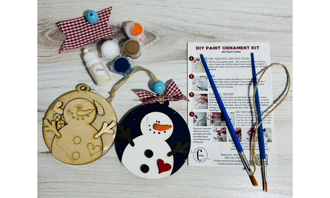 DIY snowman with heart wood ornament kit