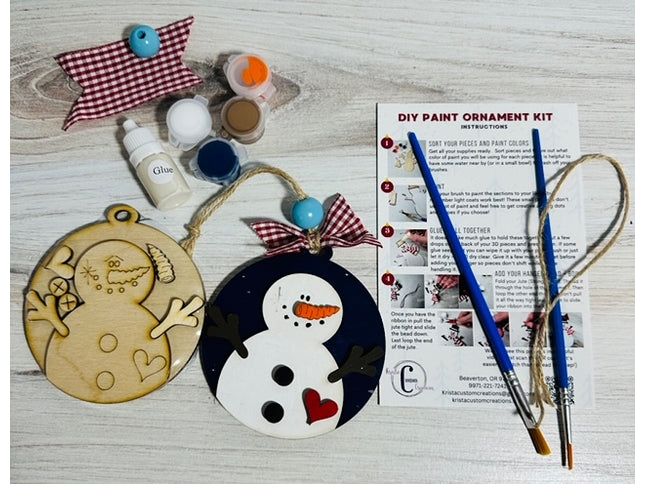 DIY snowman with heart wood ornament kit