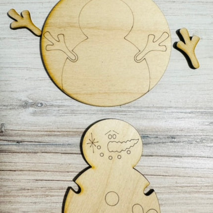 DIY snowman with heart wood ornament kit
