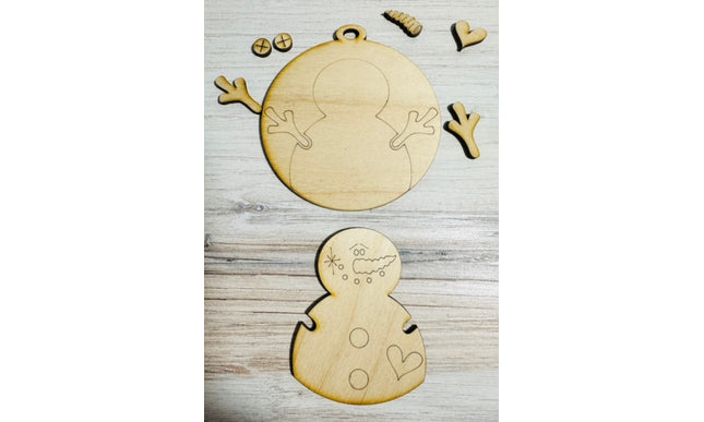DIY snowman with heart wood ornament kit