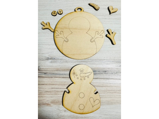 DIY snowman with heart wood ornament kit