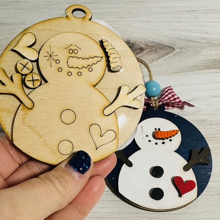 DIY snowman with heart wood ornament kit