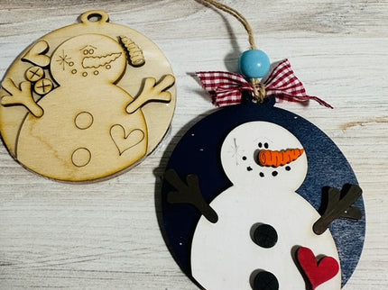 DIY snowman with heart wood ornament kit
