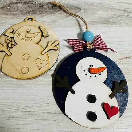 DIY snowman with heart wood ornament kit