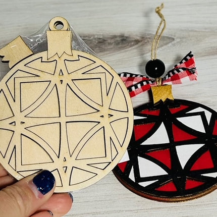 DIY Round Geometric decorative wood ornament kit