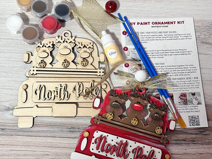 DIY North Pole Reindeer in Vintage Truck Ornament Kit