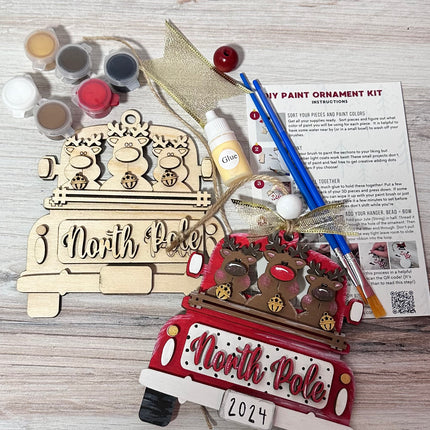 DIY North Pole Reindeer in Vintage Truck Ornament Kit