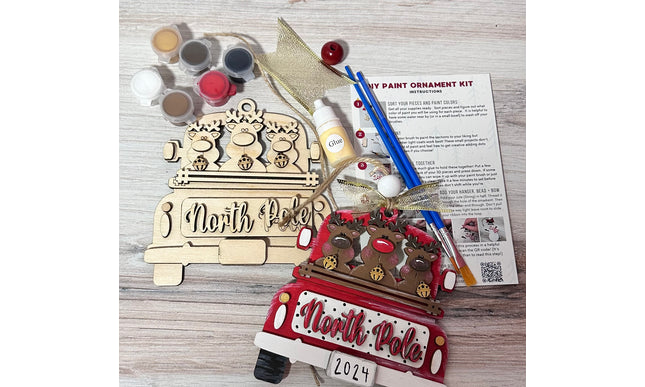 DIY North Pole Reindeer in Vintage Truck Ornament Kit