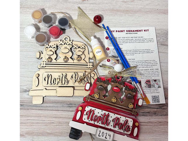 DIY North Pole Reindeer in Vintage Truck Ornament Kit