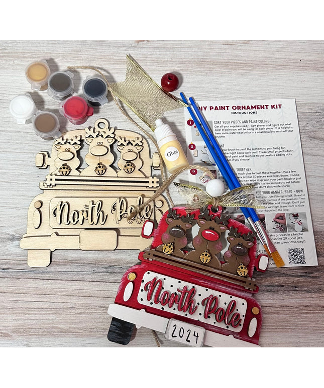DIY North Pole Reindeer in Vintage Truck Ornament Kit