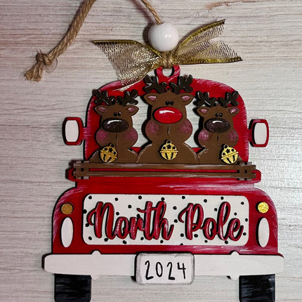 DIY North Pole Reindeer in Vintage Truck Ornament Kit